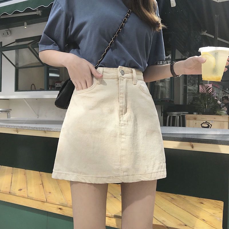 Fly Line - Jupe courte en jean taille haute